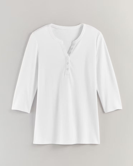 BLAIR Women’s Top Essential Knit Three-Quarter Sleeve Henley 2 (Petite) - x4