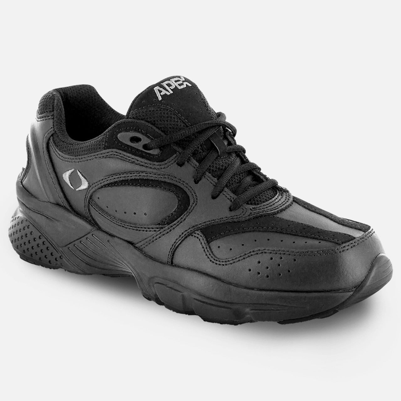 Apexfoot Men's Lace Walking Shoe - Black - Wide (2E)