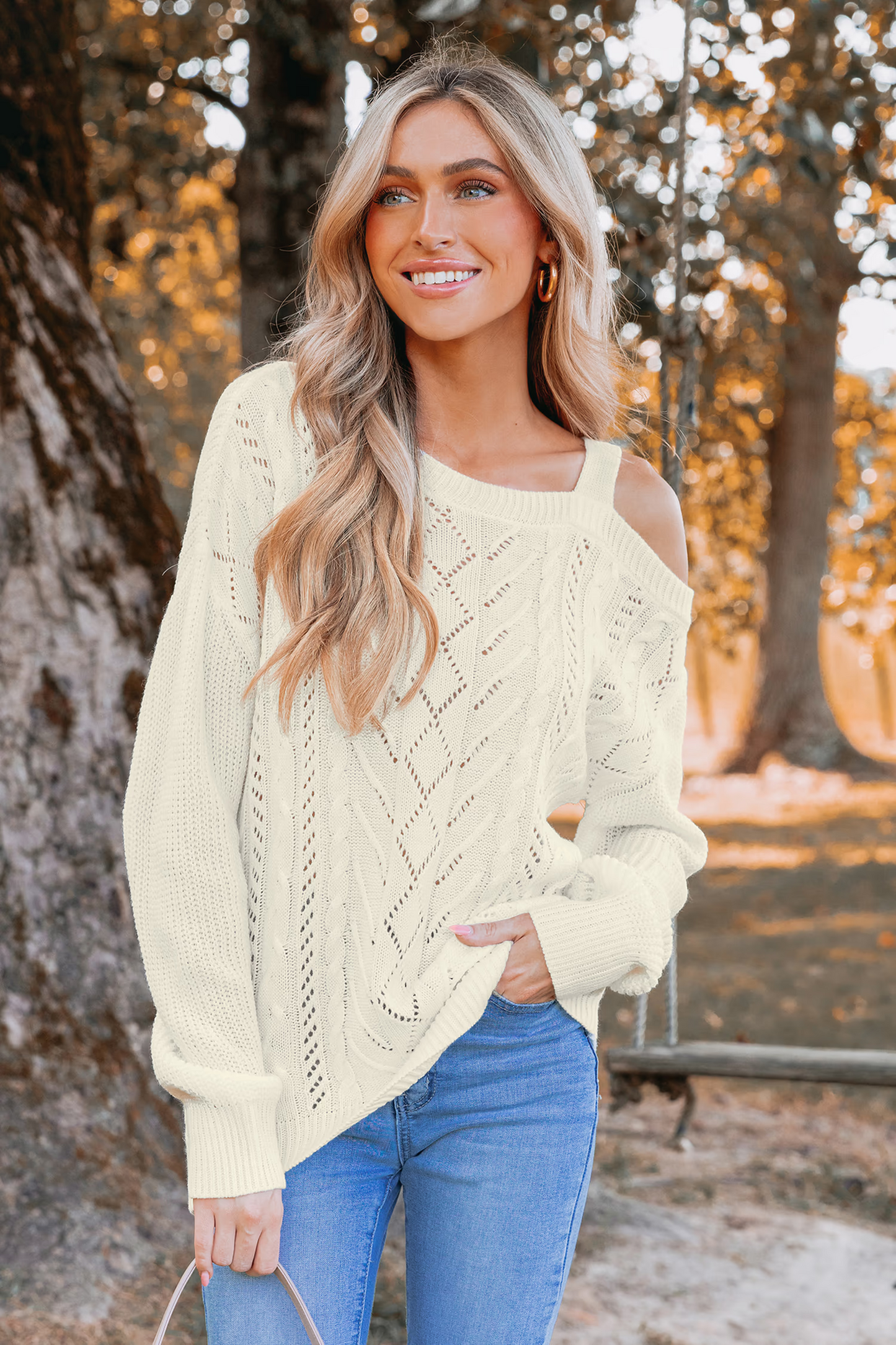 Cupshe Cutout Cable Knit One-Shoulder Sweater (x2)