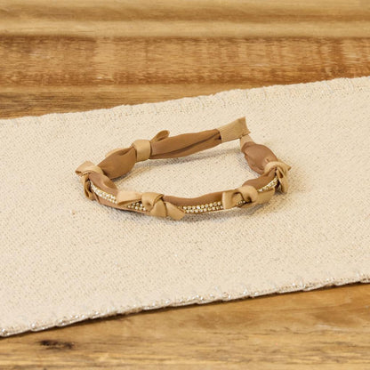 Cracker Barrel 2 Pack Ivory And Tan Bling with Bows Headbands