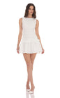 Lucy In The Sky Textured High Neck Dress in White