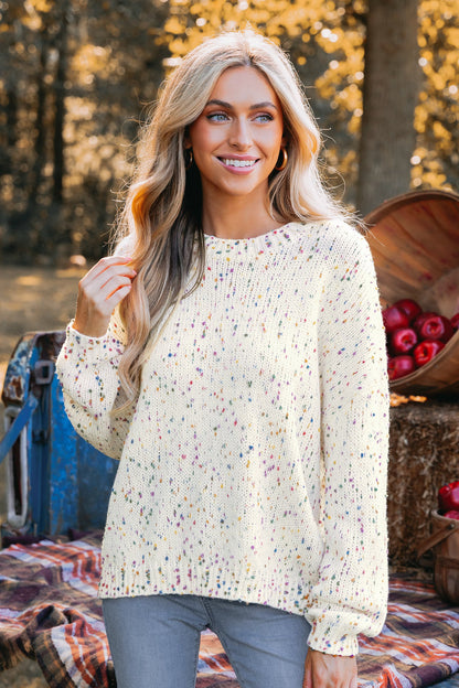 Cupshe Rainbow Pom Pom Drop Sleeve Sweater