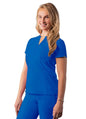 Adar Women's Notched V-neck Top - Navy - Pewter - Royal Blue
