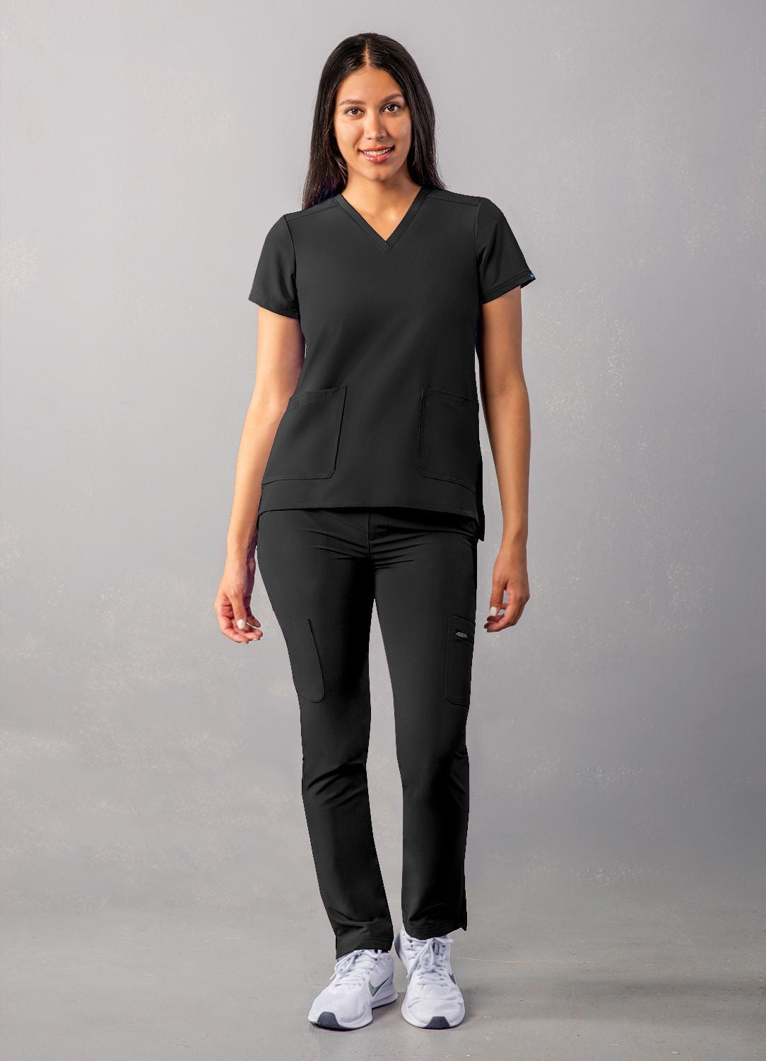 Adar Women's Modern V-Neck Top - Black - Caribbean Blue - Ceil Blue