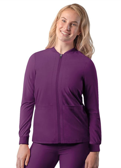 Adar Women's Bomber Zipped Jacket - Ceil Blue - Eggplant - Hunter Green