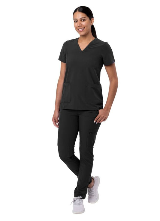 Adar Women's Go-Basic Scrub Set - Black - Caribbean Blue - Ceil Blue