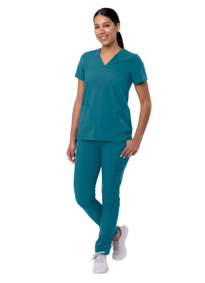 Adar Women's Go-Basic Scrub Set - Black - Caribbean Blue - Ceil Blue
