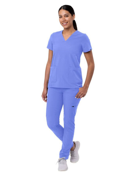 Adar Women's Go-Basic Scrub Set - Black - Caribbean Blue - Ceil Blue
