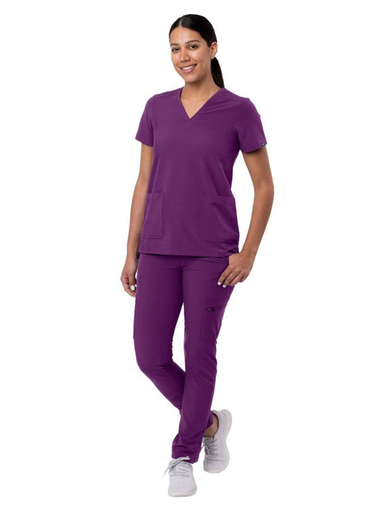 Adar Women's Go-Basic Scrub Set - Eggplant - Hunter Green - Navy