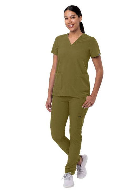 Adar Women's Go-Basic Scrub Set - Martini Olive - Sky Blue - Wine