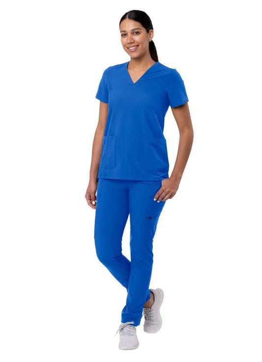 Adar Women's Go-Basic Scrub Set - Royal Blue - Teal Blue - White