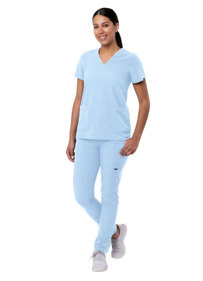 Adar Women's Go-Basic Scrub Set - Martini Olive - Sky Blue - Wine