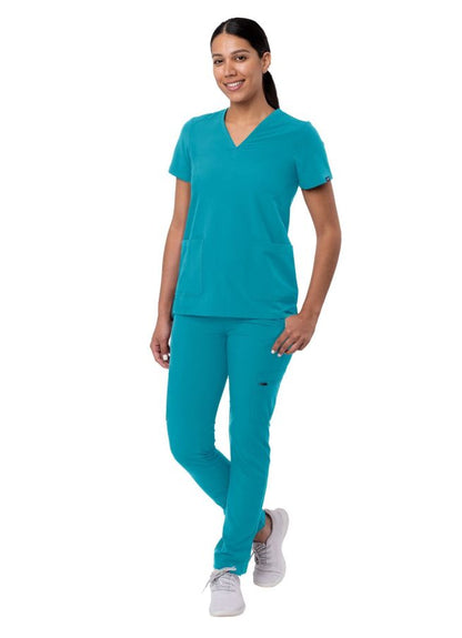 Adar Women's Go-Basic Scrub Set - Royal Blue - Teal Blue - White
