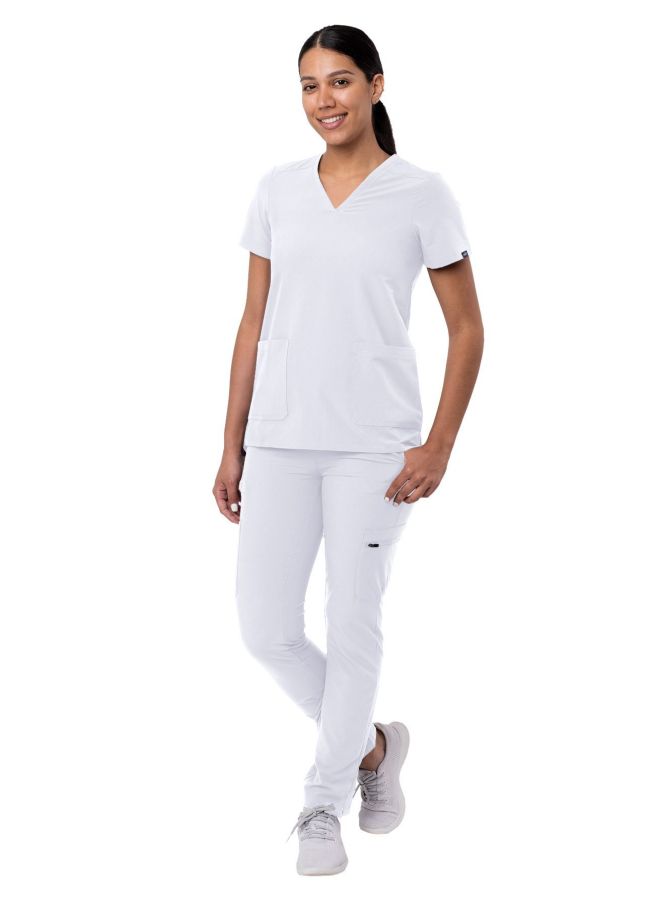Adar Women's Go-Basic Scrub Set - Royal Blue - Teal Blue - White