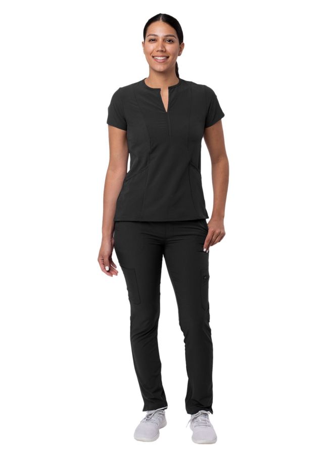 Adar Women's Go-Higher Scrub Set - Black - Caribbean Blue - Ceil Blue