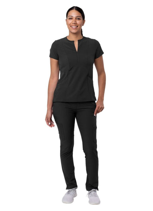 Adar Women's Go-Higher Scrub Set - Black - Caribbean Blue - Ceil Blue