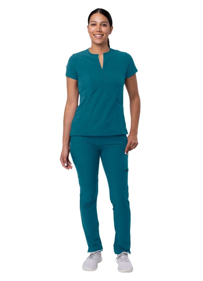 Adar Women's Go-Higher Scrub Set - Black - Caribbean Blue - Ceil Blue