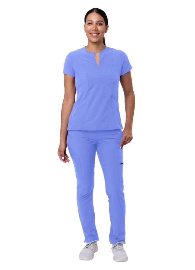 Adar Women's Go-Higher Scrub Set - Black - Caribbean Blue - Ceil Blue