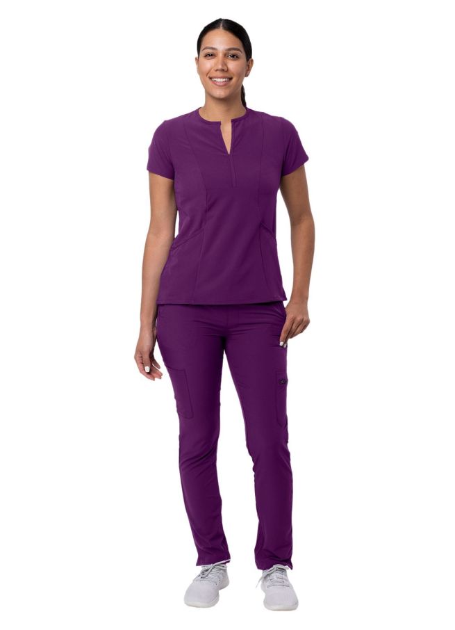 Adar Women's Go-Higher Scrub Set - Eggplant - Hunter Green - Navy