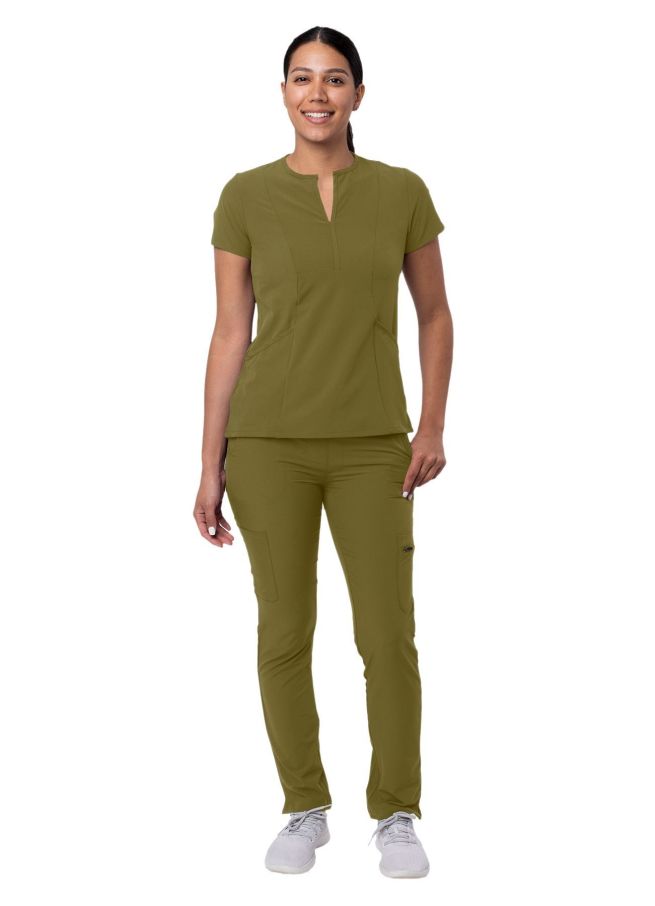 Adar Women's Go-Higher Scrub Set - Martini Olive - Sky Blue - Wine