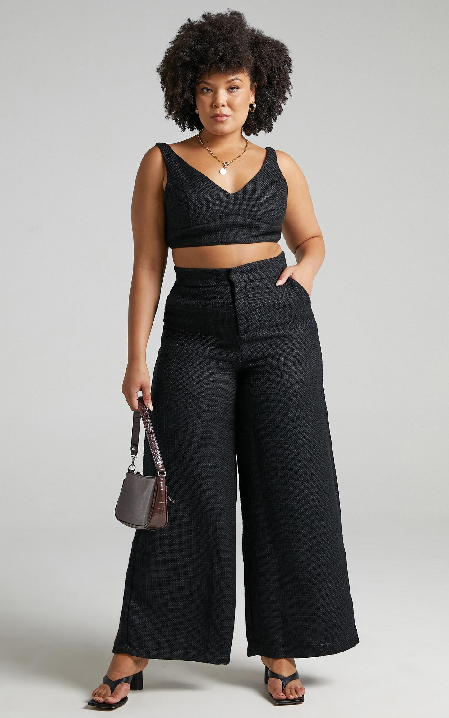 Showpo Adelaide Two Piece Set - Crop Top and Wide Leg Pants Set