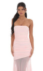 Lucy In The Sky Mesh Fishtail Maxi Dress in Pink