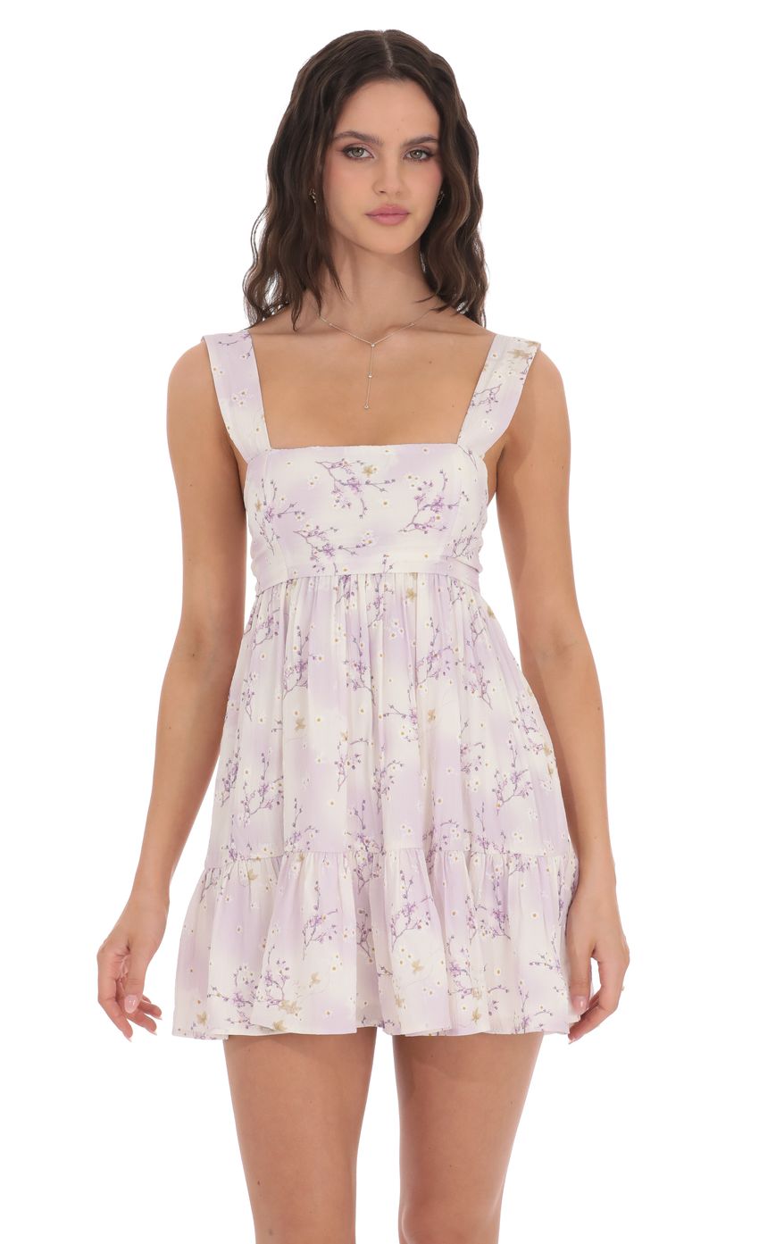 Lucy In The Sky Floral and Bird Babydoll Dress in White