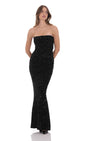 Lucy In The Sky Velvet Sequin Strapless Maxi Dress in Black
