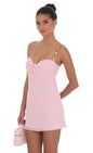 Lucy In The Sky Floral Strap Babydoll Dress in Pink