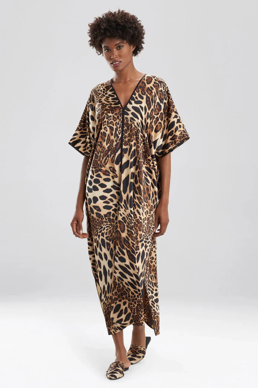 NATORI Luxe Leopard Caftan - Chestnut