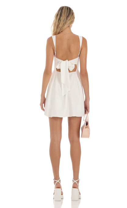 Lucy In The Sky Back Bow Fit and Flare Dress in White