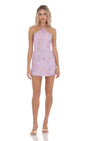 Lucy In The Sky Floral Sequin Halter Dress in Lavender