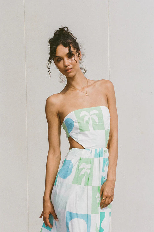 Sabo Skirt Talullah Midi Dress - Palm Tile Breeze