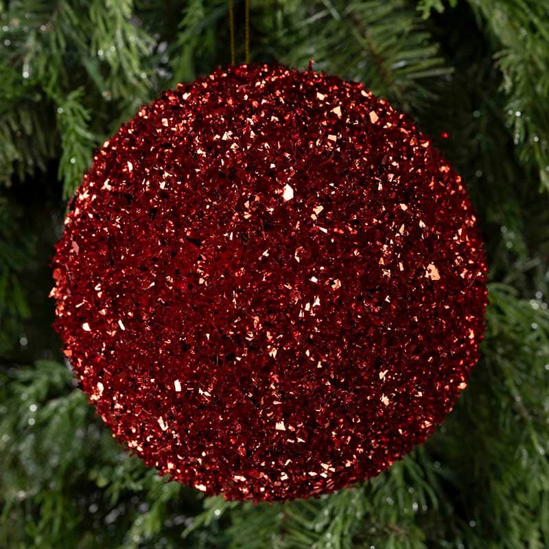 Cracker Barrel Jumbo Red Tinsel Ball Ornament