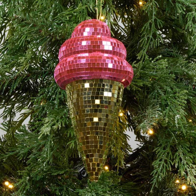 Cracker Barrel Disco Ice Cream Cone Ornament