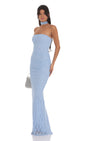 Lucy In The Sky Scarf Lace Maxi Dress in Sky Blue