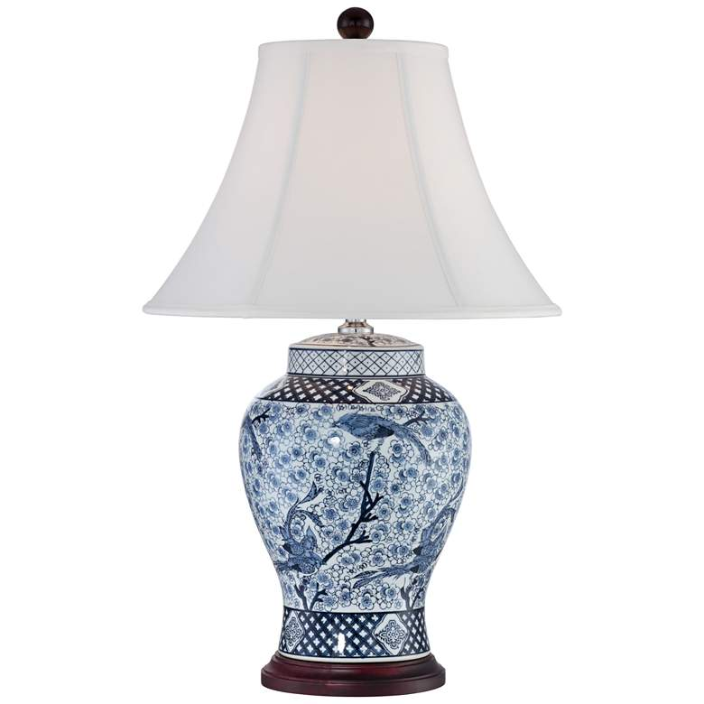 Lamps Plus Barnes and Ivy Shonna Garden Bird 27" Blue White Porcelain Table Lamp