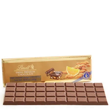 Lindt Chocolate Lindt Large Swiss Dark Almond and Orange Gold Bar (10.5 oz)