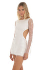 Lucy In The Sky Sequin Long Sleeve Dress in White