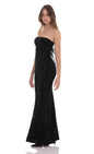 Lucy In The Sky Velvet Sequin Strapless Maxi Dress in Black