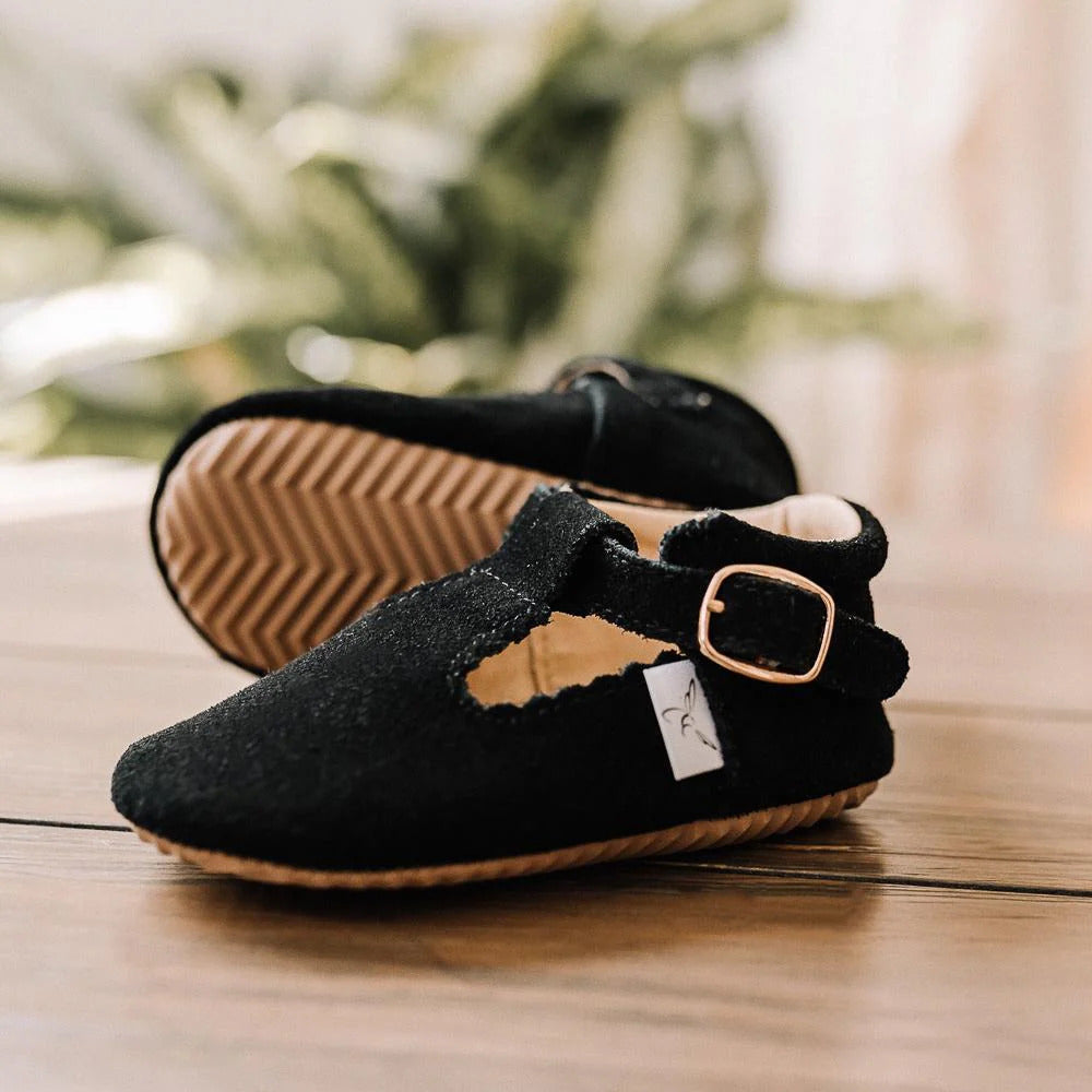 Little Love Bug Co. Black Suede T Bar