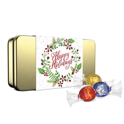 Lindt Chocolate Assorted LINDOR Truffles Happy Holidays Gift Tin (12-pc, 5.1 oz)