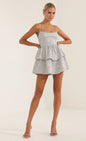 Lucy In The Sky Floral Jacquard Ruffle Dress in Grey