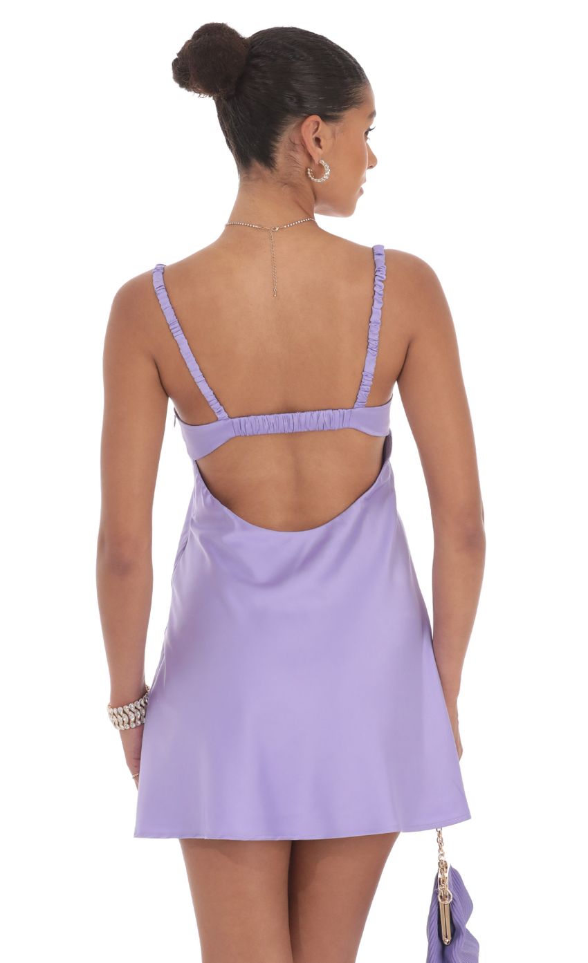 Lucy In The Sky Satin Babydoll Dress in Purple