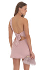 Lucy In The Sky Ruched One Shoulder Mini Dress in Rose Pink