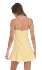 Lucy In The Sky Pinstriped Scallop Ruffle Dress in Yellow