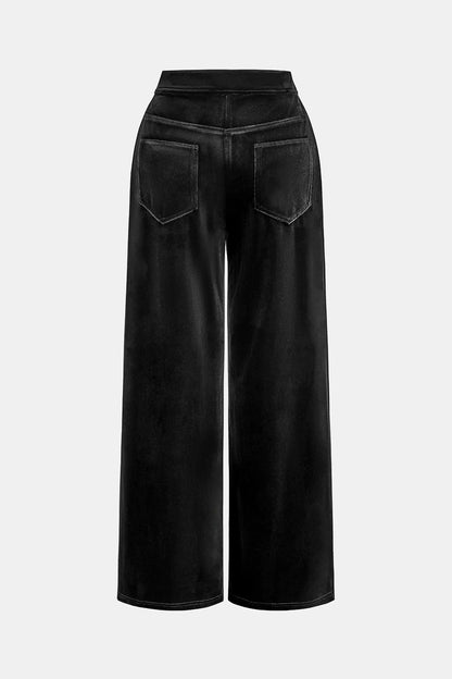 Cupshe x JoJo Midnight Black Wide Leg Trousers