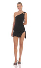 Lucy In The Sky Ruched One Shoulder Dress in Black