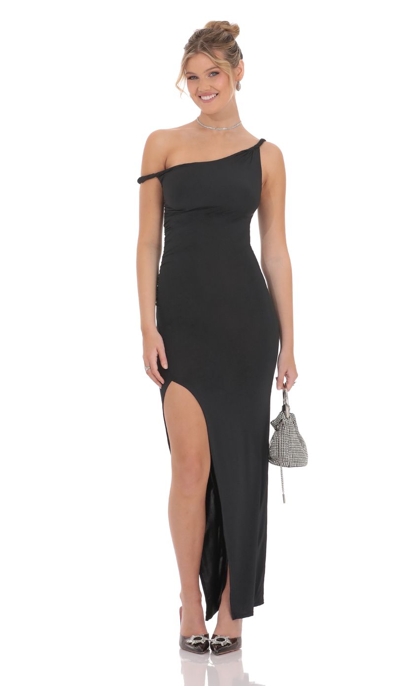 Lucy In The Sky Twist Off Should Maxi Dress in Black