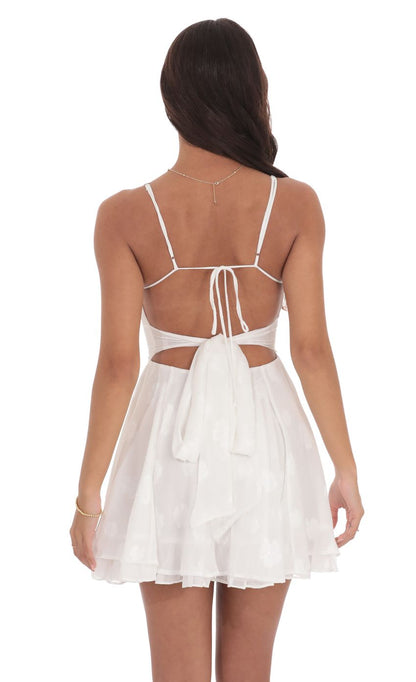 Lucy In The Sky Fit and Flare Dress in Floral White
